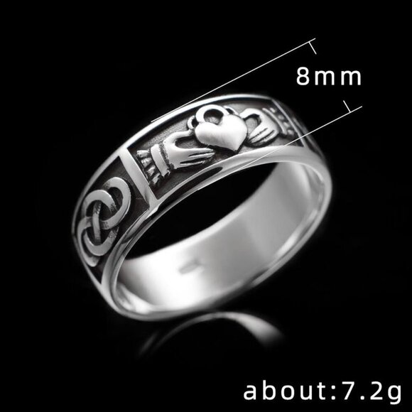 💝 Trendy Mujer Guard Concentric Knot Carving Heart Rings for Women, PD622 - Picture 7 of 7